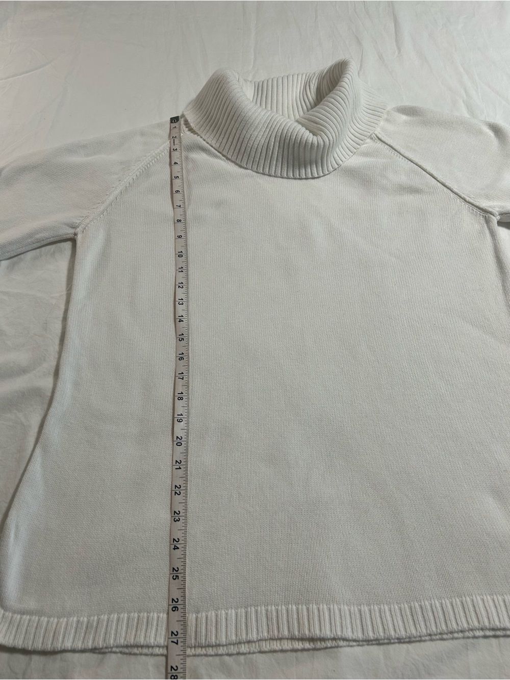 Kim Rogers White Cotton Turtleneck Sweater XL Classic Minimalist Cozy - Picture 5 of 7